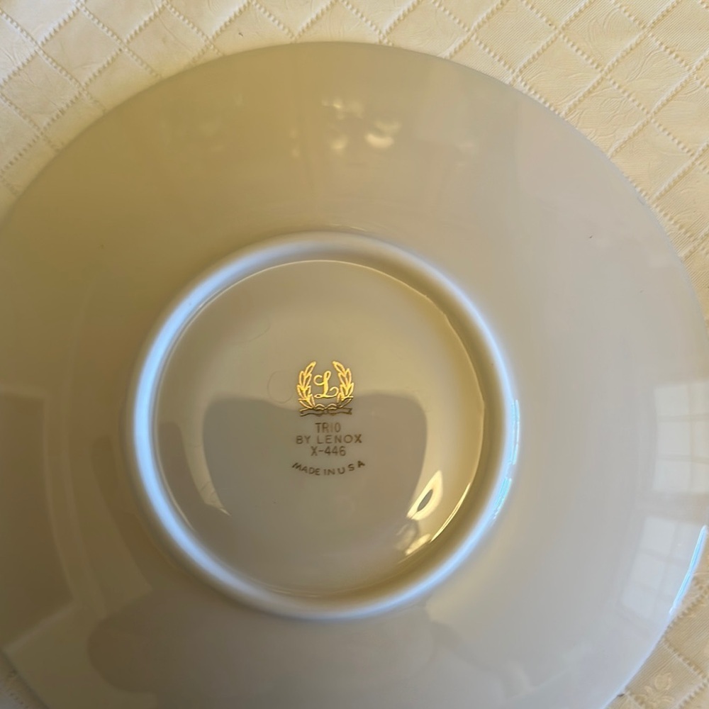 VTG Lexon X-446 Ivory China Platinum Rimmed Sauce 6inch 6 Set Made In Us - Picture 7 of 8
